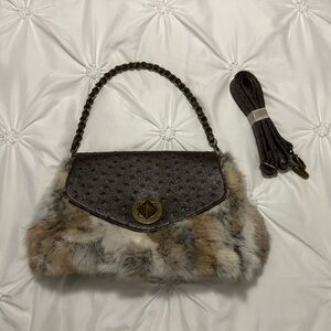 Miss Caprice faux fur turn lock bag